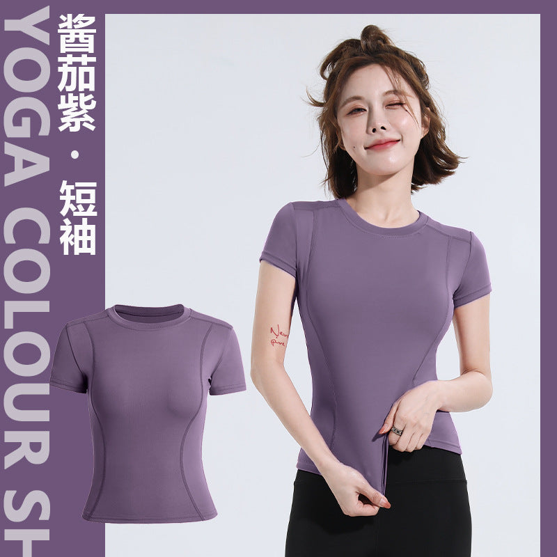 Spring Summer Slim Fit Sports Short Sleeve T Shirt Top Women Fitness Short Sleeve Moisture Wicking