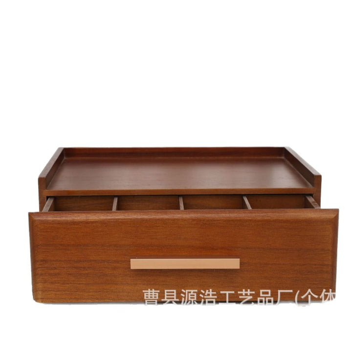 木质茶包收纳盒抽屉式茶具储存桌面收纳底座木制梧桐木分格茶包盒