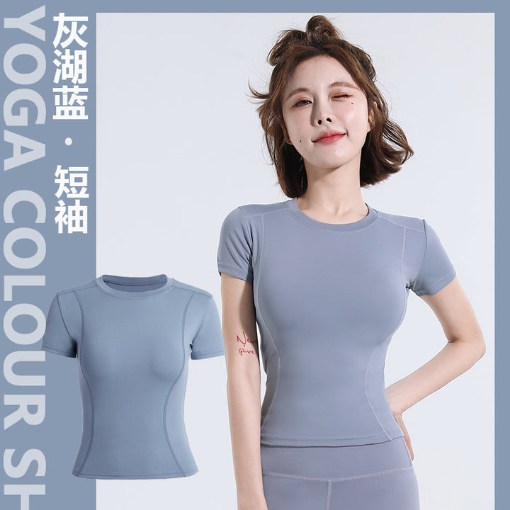 Spring Summer Slim Fit Sports Short Sleeve T Shirt Top Women Fitness Short Sleeve Moisture Wicking