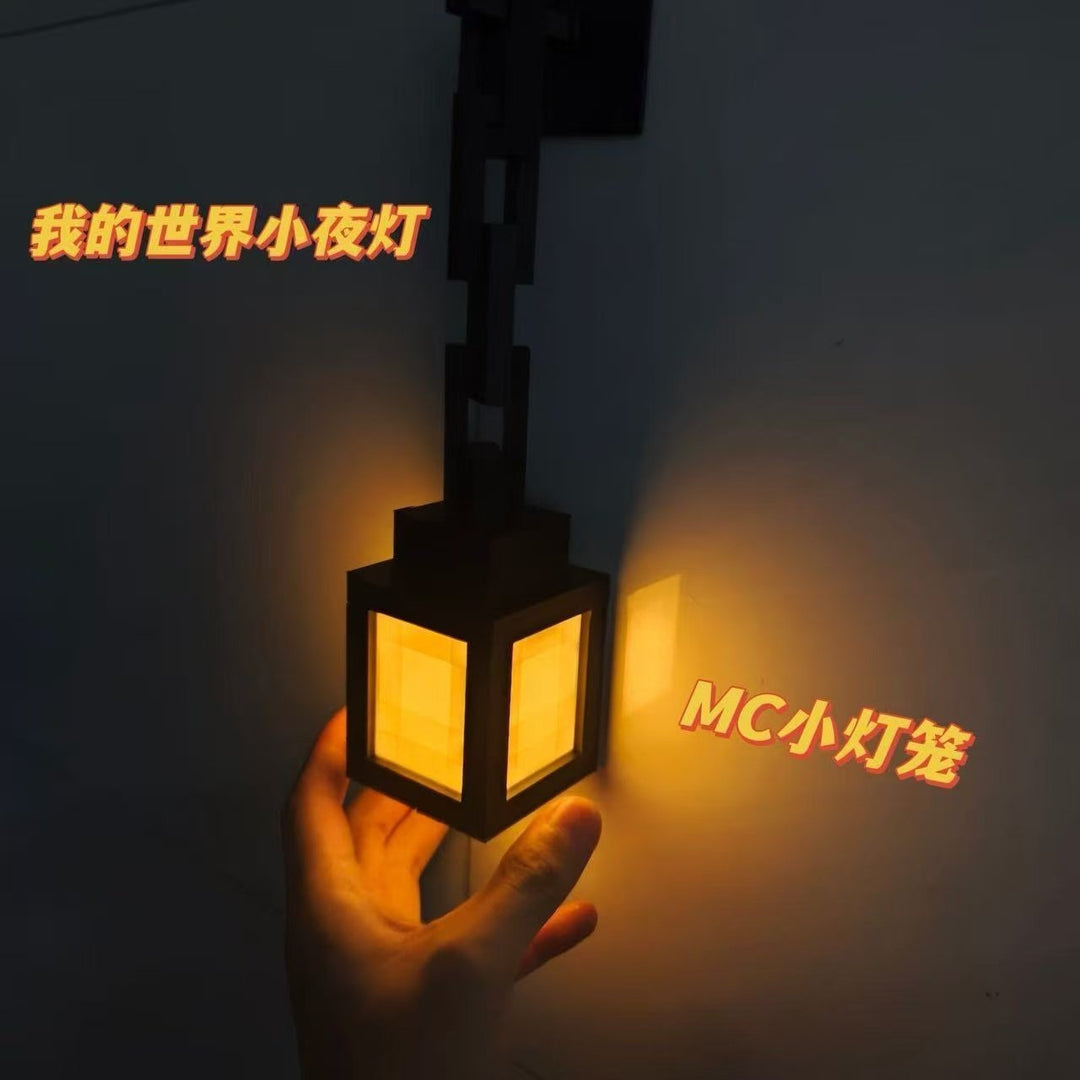 跨境爆款3D打印我的世界周边玩具发光灯笼小夜灯充电和电池款儿童