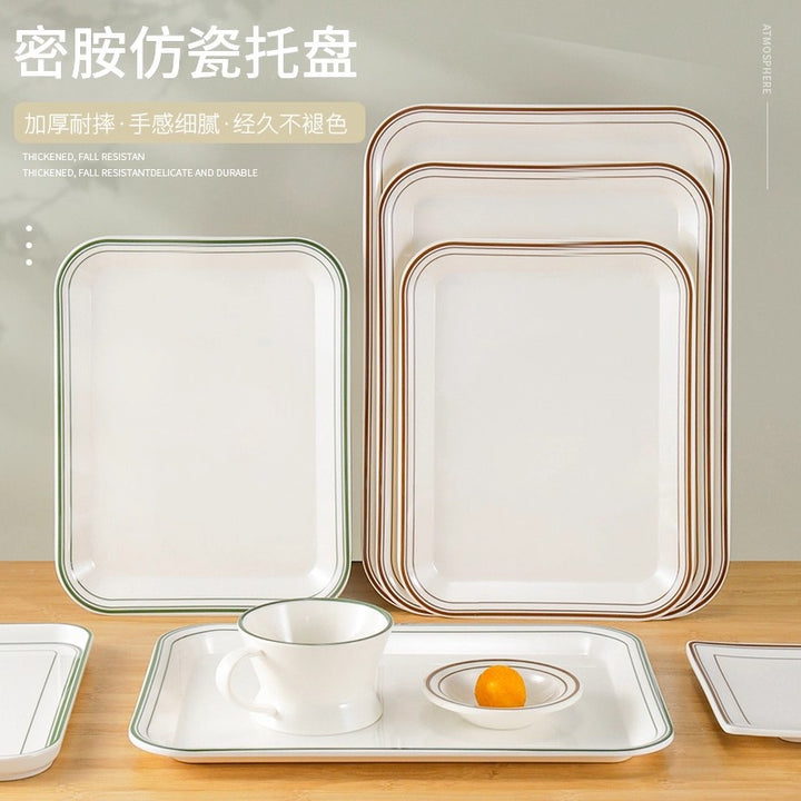 密胺托盘长方形盘塑料茶水杯盘端菜盘亚马逊餐盘蛋糕面包托盘商用