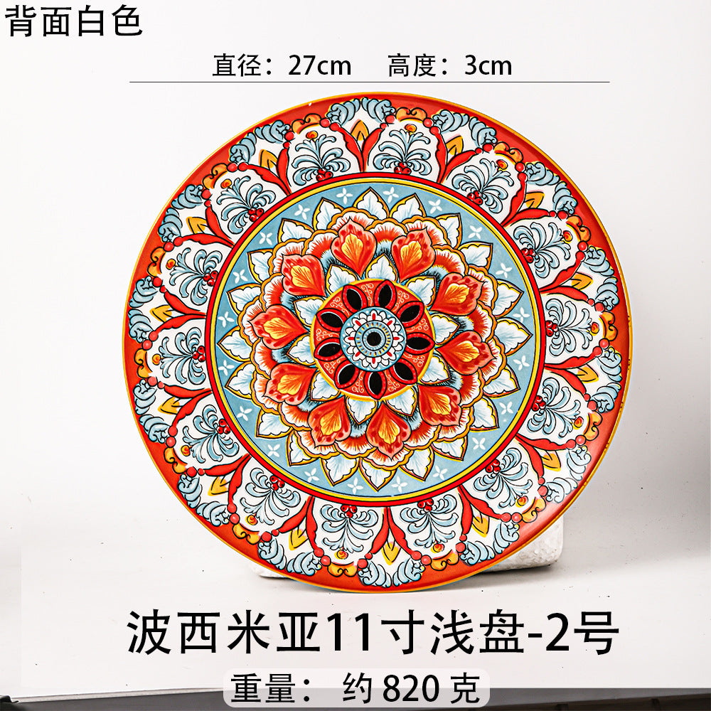 波西米亚风餐具瓷碗拉面碗瓷器燕麦碗沙拉碗6寸汤碗陶瓷餐厨饮具