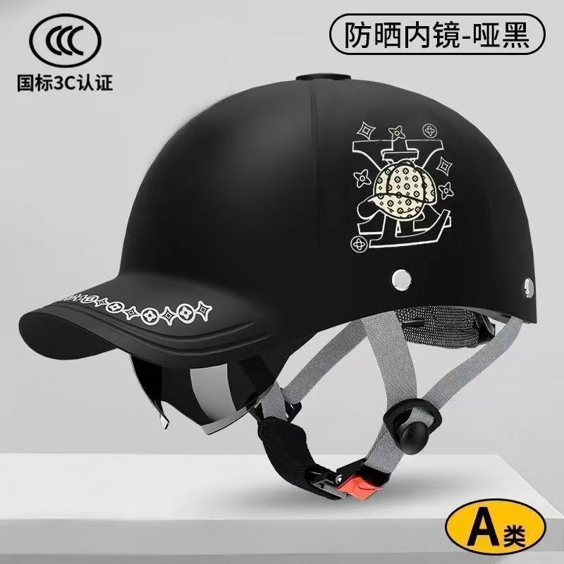 2026国标3C认证电动摩托车鸭舌帽头盔男士夏季防晒透气安全帽男女