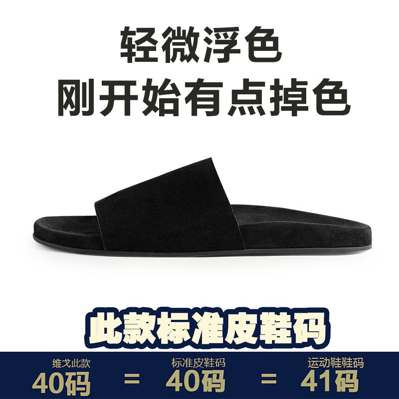 男士休闲拖鞋青年复古外穿透气凉拖鞋2026年夏季真皮一字拖罗马鞋