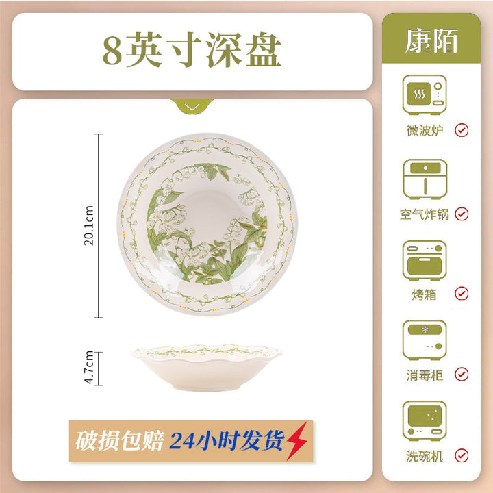 KANGMO Fresh Single Ceramic Tableware Set - Housewarming Bowls Plates & Chopsticks
