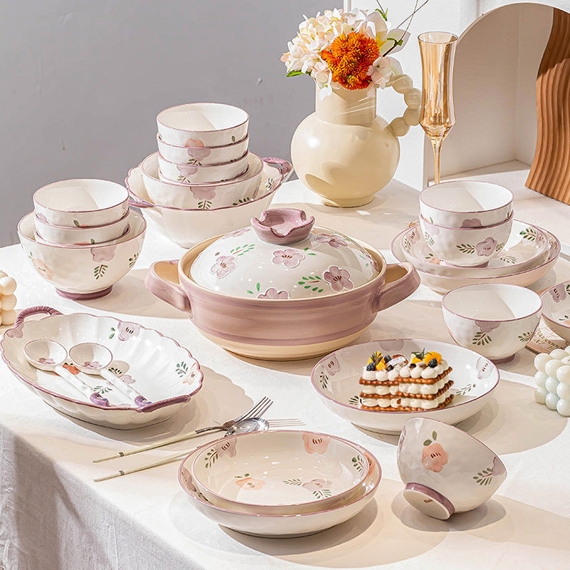 Thick Bowl & Plate Home Premium Design Underglaze Ceramic Tableware Wholesale Cute Women