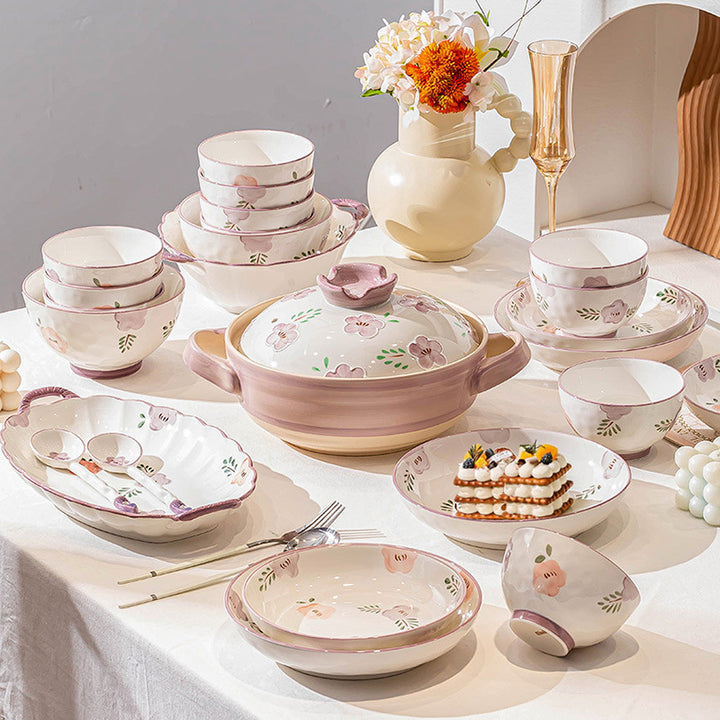 Thick Bowl & Plate Home Premium Design Underglaze Ceramic Tableware Wholesale Cute Women