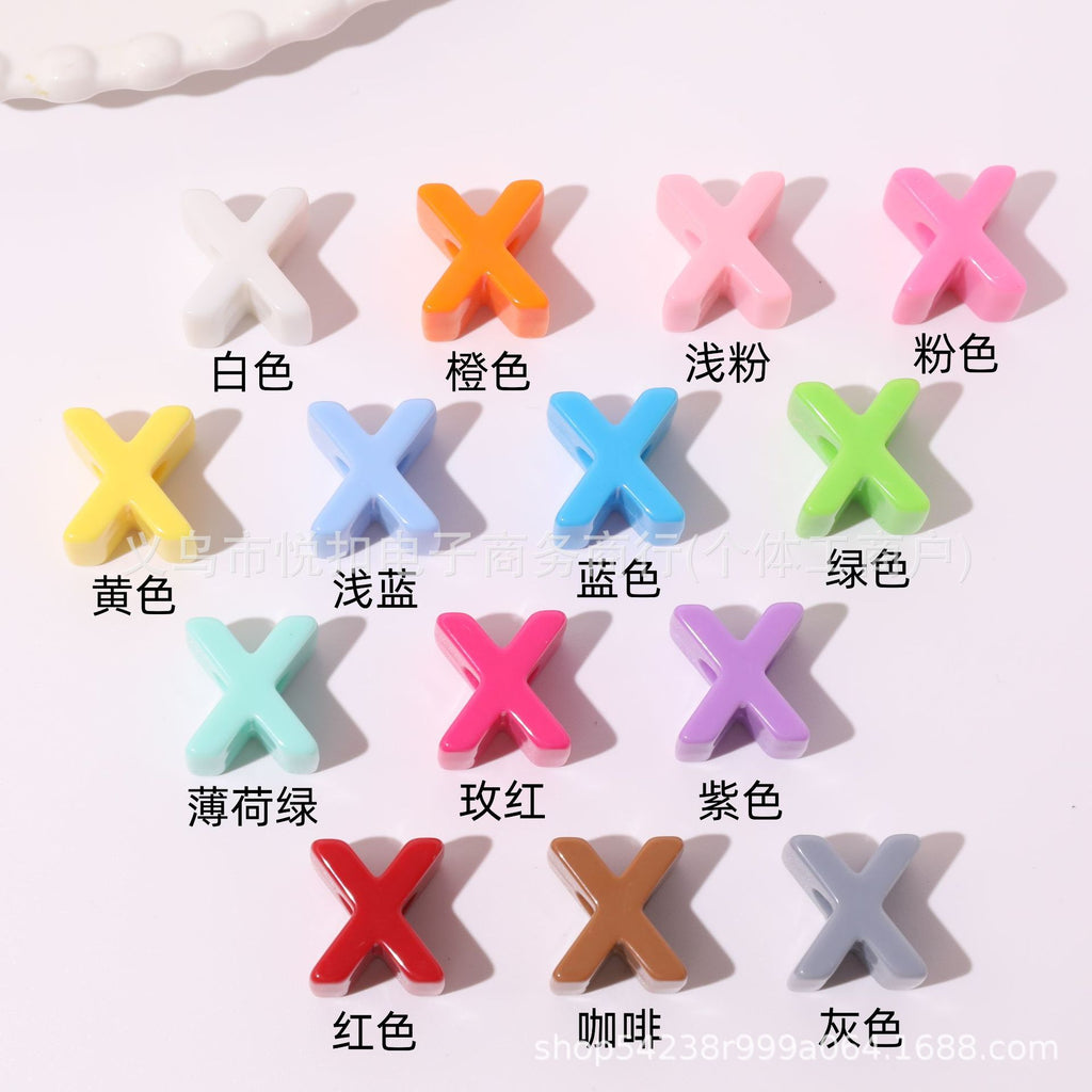 孔6mm亚克力英文字母珠马卡龙多巴胺手工串珠直孔散珠DIY包包挂件
