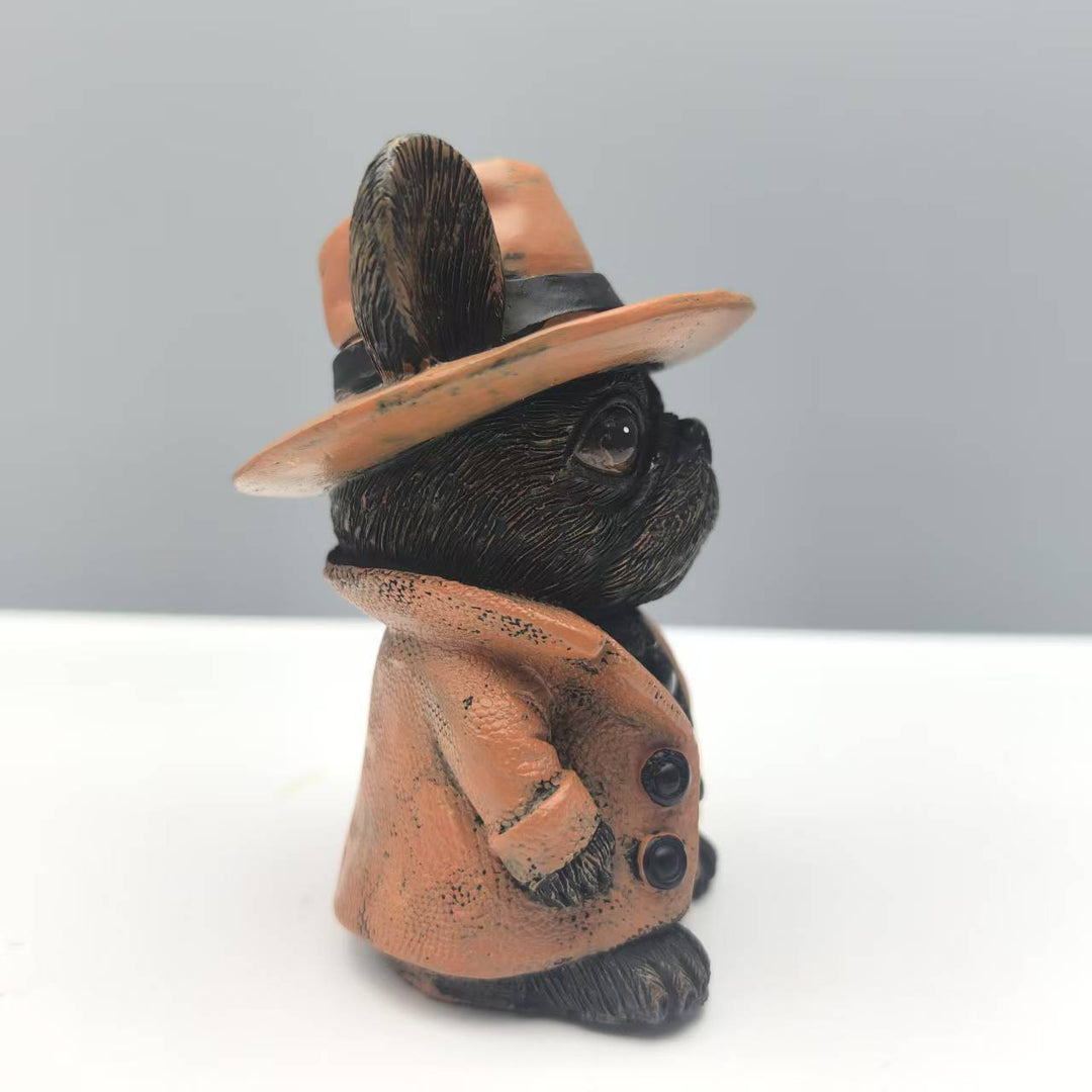 跨境新款斗牛犬绅士雕像树脂工艺品摆件家居装饰品桌面小摆件礼物