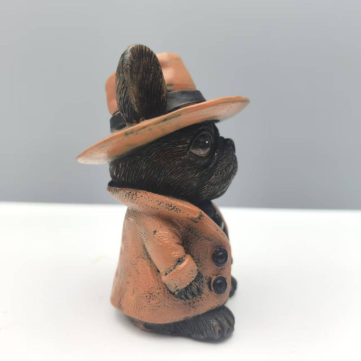 跨境新款斗牛犬绅士雕像树脂工艺品摆件家居装饰品桌面小摆件礼物