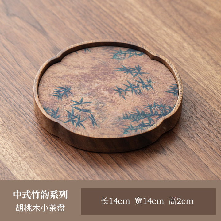 禾事北美胡桃木茶盘干泡台高档实木壶承带防水茶席茶垫复古茶盘