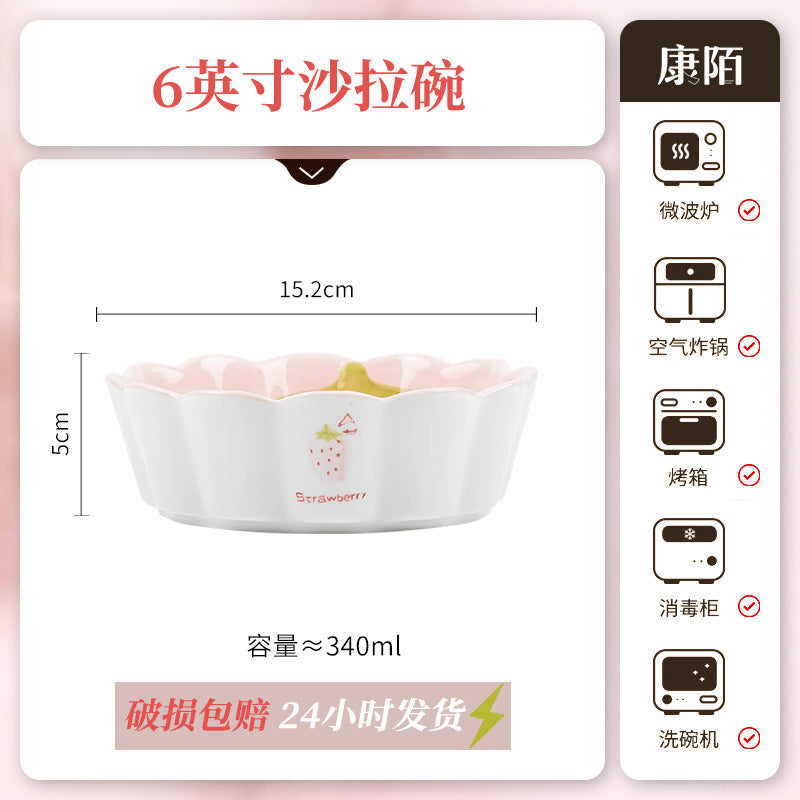 Cute Women Bowl & Plate Home Set Underglaze Ceramic Tableware Creativeins Bowl & Plate Home