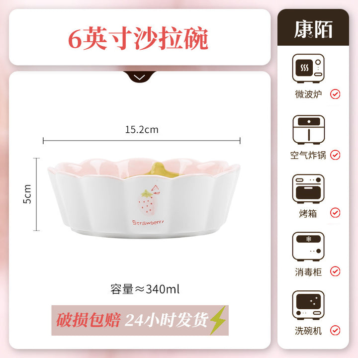 Cute Women Bowl & Plate Home Set Underglaze Ceramic Tableware Creativeins Bowl & Plate Home