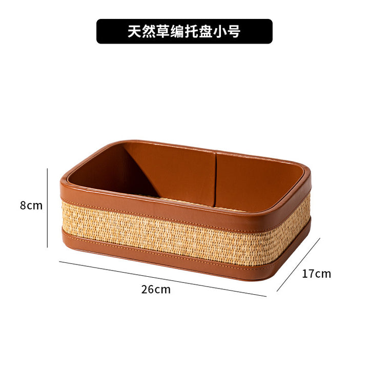 手提遥控器收纳盒高级创意客厅茶几桌面分类整理盒皮质玄关收纳盒