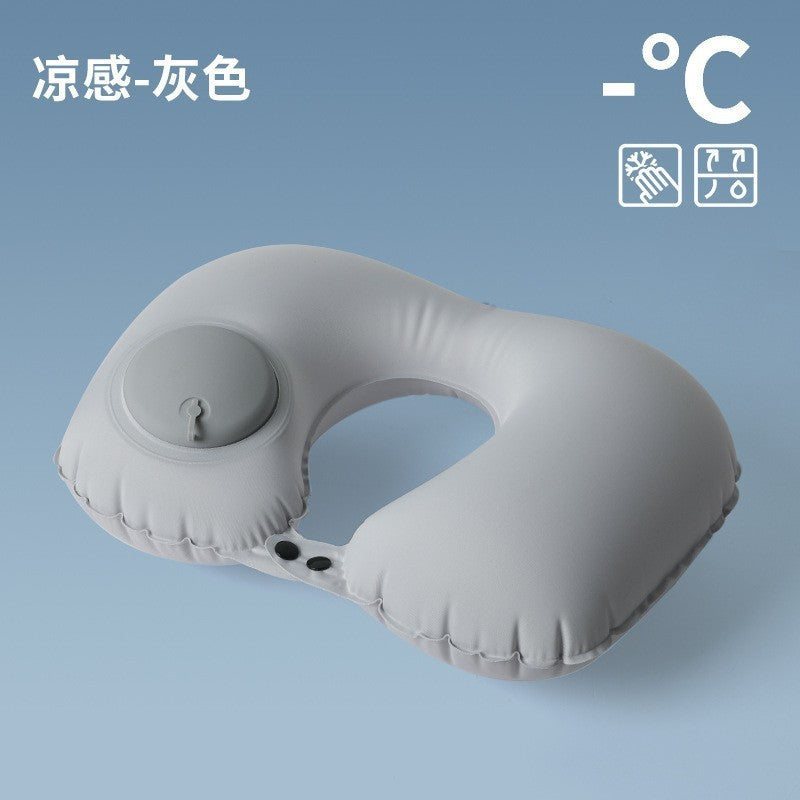 充气u型枕按压充气枕户外旅行u型护颈枕旅游三宝可收纳厂家批发