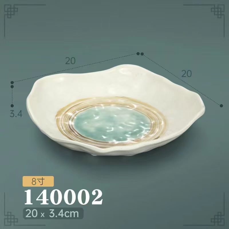 密胺火锅配菜盘牛肉盘仿瓷寿司盘韩式烤肉菜盘宫廷风酒店碗碟套装