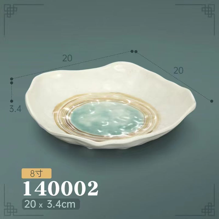 密胺火锅配菜盘牛肉盘仿瓷寿司盘韩式烤肉菜盘宫廷风酒店碗碟套装