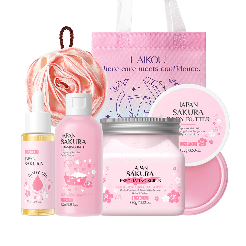 跨境全英文LAIKOU樱花系列护肤套装组合面部护理全套补水厂家现货