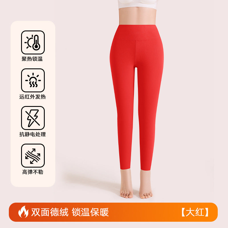 绵羊毛保暖裤女士加绒秋冬高级感蚕丝秋裤德绒高腰打底裤大码高端
