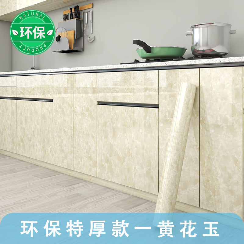 柜门贴加厚防水防油厨房自粘家具桌面灶台仿大理石橱柜柜门贴纸