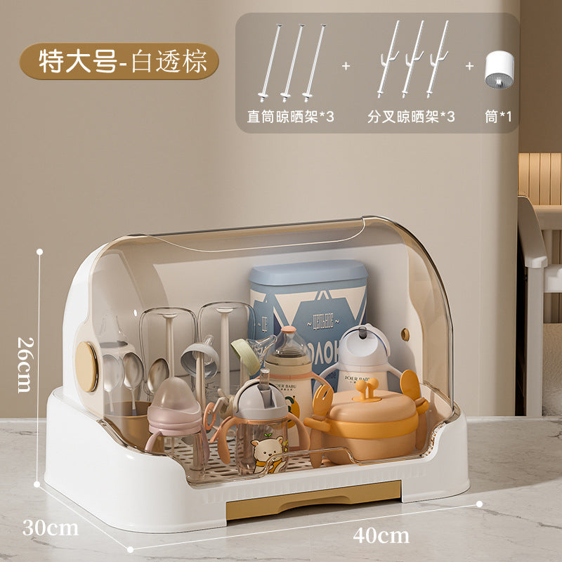 放宝宝奶瓶收纳盒装婴儿餐具碗筷辅食工具箱防尘沥水储物柜置物架
