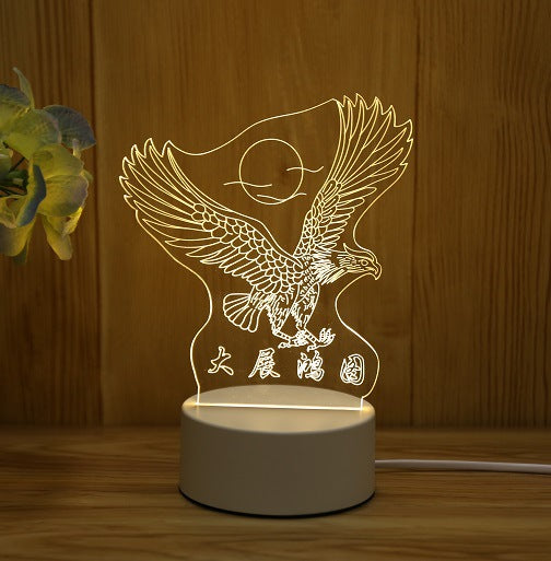 批发3D小夜灯 USB儿童卡通圣诞礼物小夜灯手写亚克力七彩遥控台灯