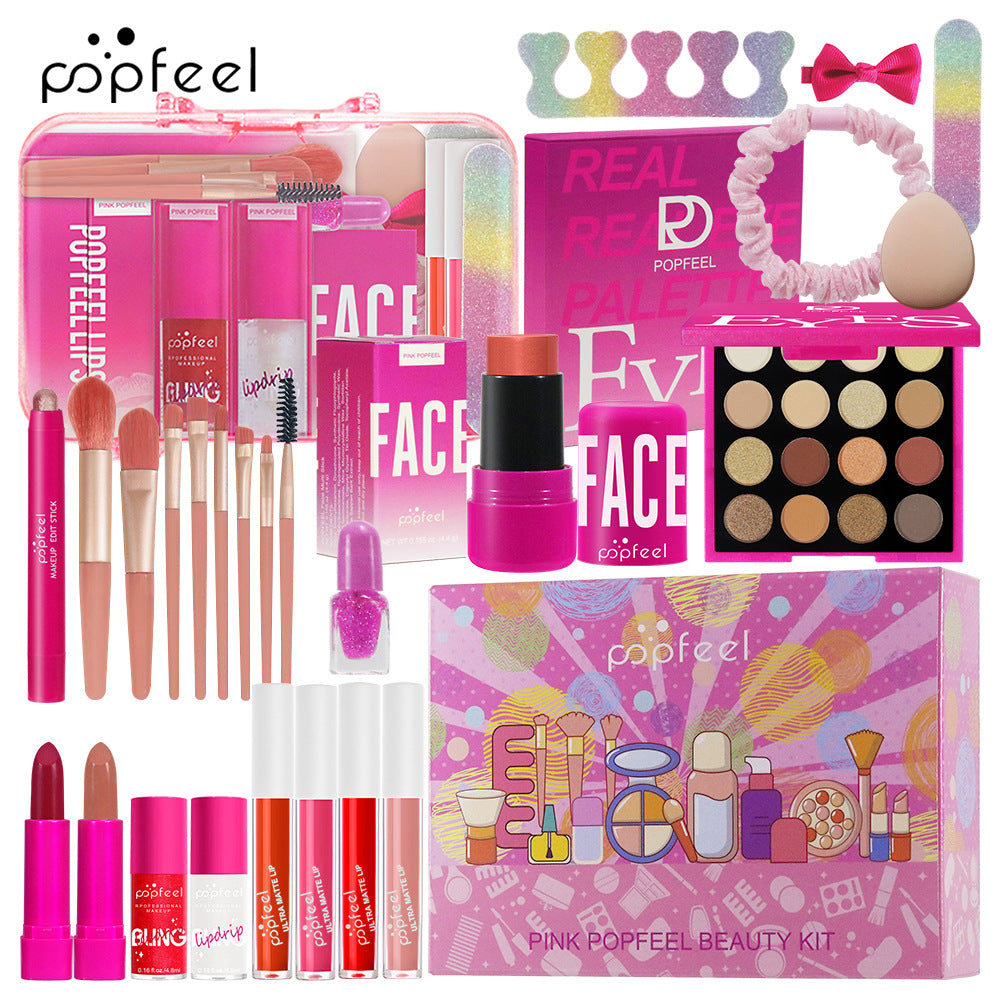 POPFEEL Beginner Makeup Complete Set – Full Combination Holiday Gift Box for Girls & Students