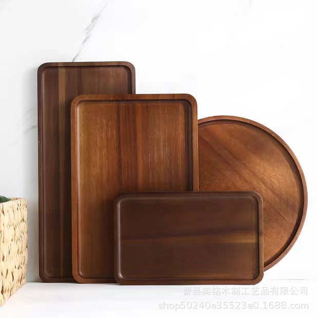 相思木托盘家用木质茶具收纳盘餐厅甜品点心托盘上菜盘实木餐盘