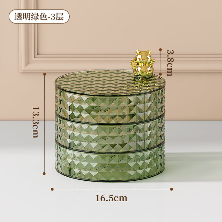 轻奢摆放盘家用客厅首饰口红盒收纳盒化妆用品收纳旋转置物盘子