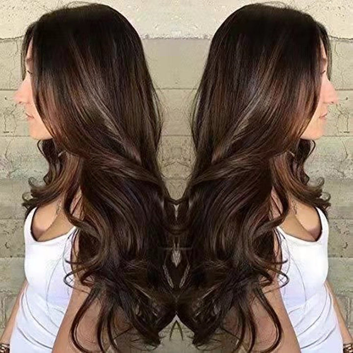 新款前蕾丝假发头套橘色长卷发波浪human hair lace wig 工厂代发