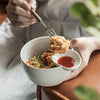 复古风陶瓷分隔碗家用早餐饺子蘸料碗薯条番茄酱大碗实用餐具汤碗