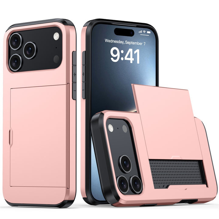 For iPhone 17 Phone Case iPhone 16 Slide 2-in-1 Shockproof 15 Pro Wallet Protective Case 34