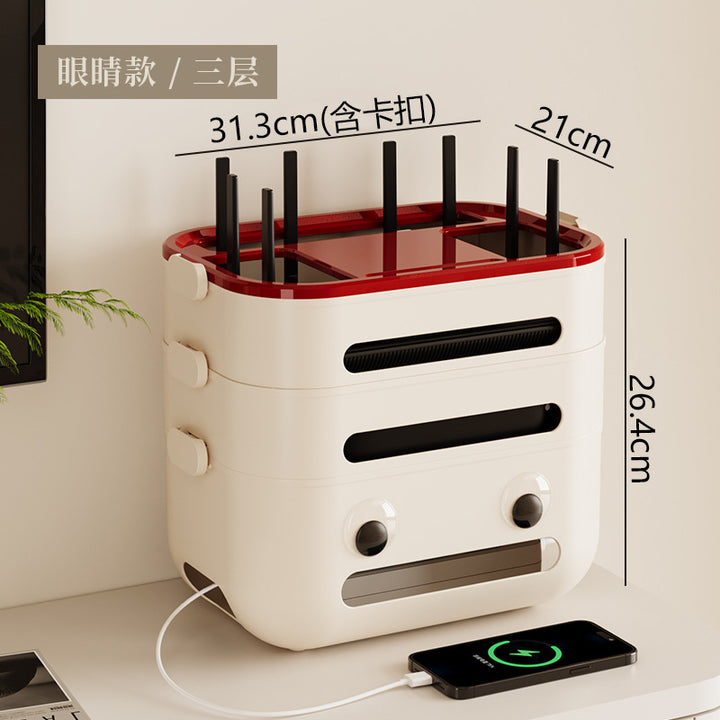 wifi路由器收纳盒家用客厅电源插座排插无线光猫机顶盒整理置物盒