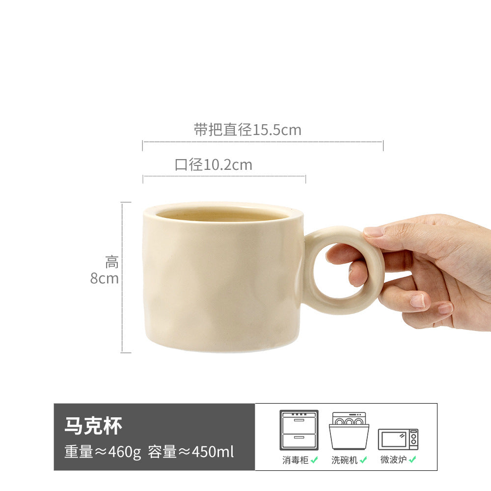 早餐杯日式家用陶瓷餐具大容量杯子复古盘子网红水杯批发马克杯
