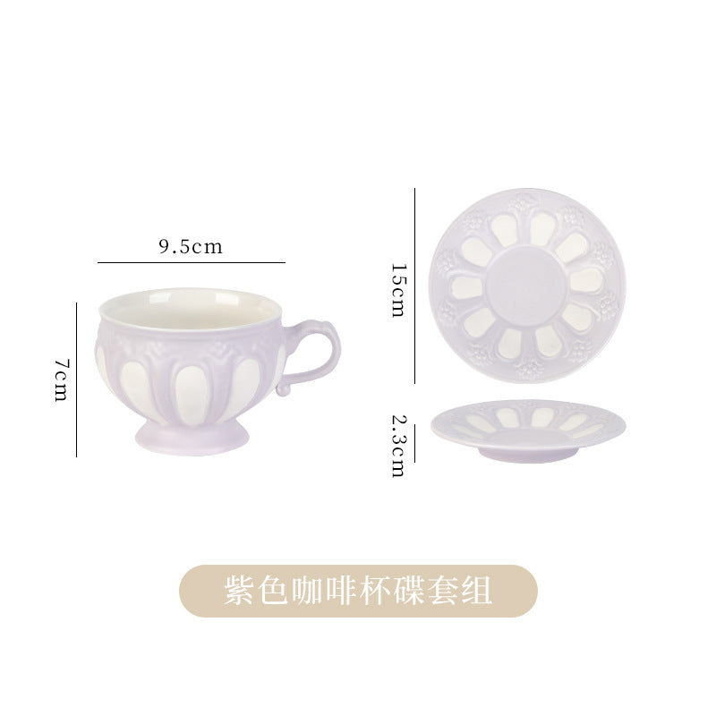 英式浮雕复古宫廷风咖啡杯简约 下午茶套装创意陶瓷水壶 欧式茶杯