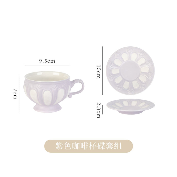 英式浮雕复古宫廷风咖啡杯简约 下午茶套装创意陶瓷水壶 欧式茶杯