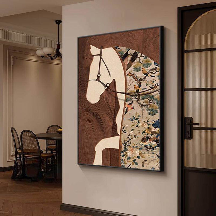 中古风马到功成入户玄关装饰画法式客厅沙发背景墙挂画高级感壁画