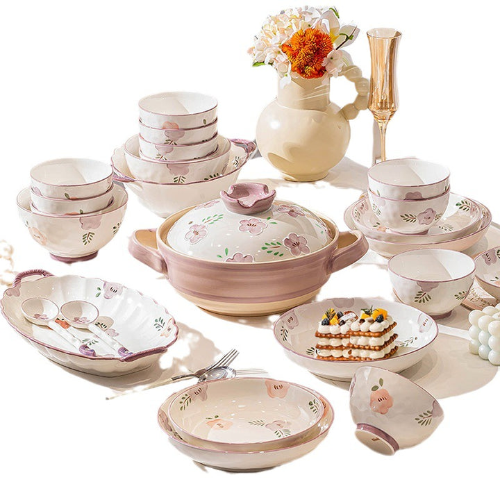 Thick Bowl & Plate Home Premium Design Underglaze Ceramic Tableware Wholesale Cute Women