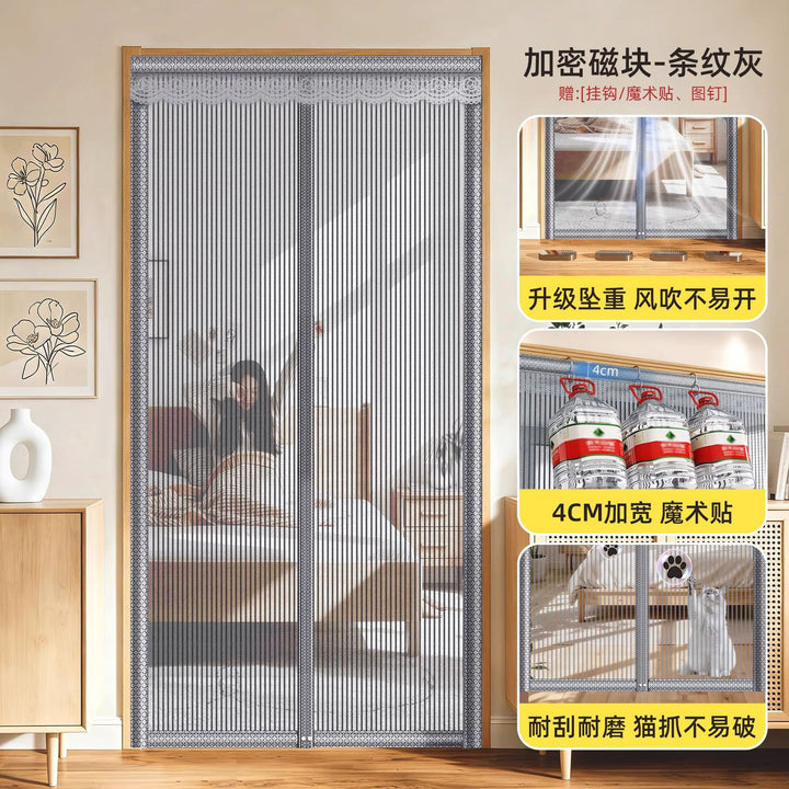 Magnetic Anti-Mosquito Door Curtain – Self-Adhesive Fiberglass Mesh Screen