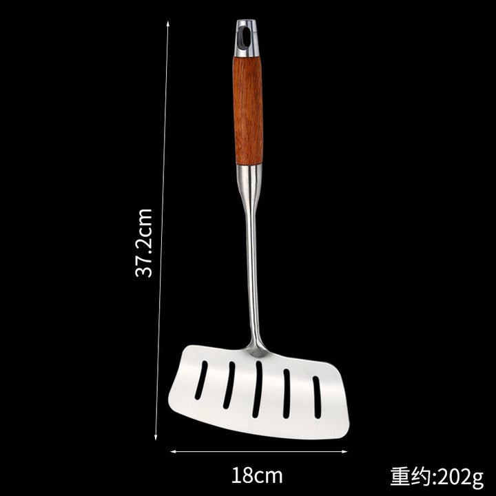 304厨房用具不锈钢铲子 加宽长柄翻鱼铲 家用煎牛排煎鱼沥油漏铲