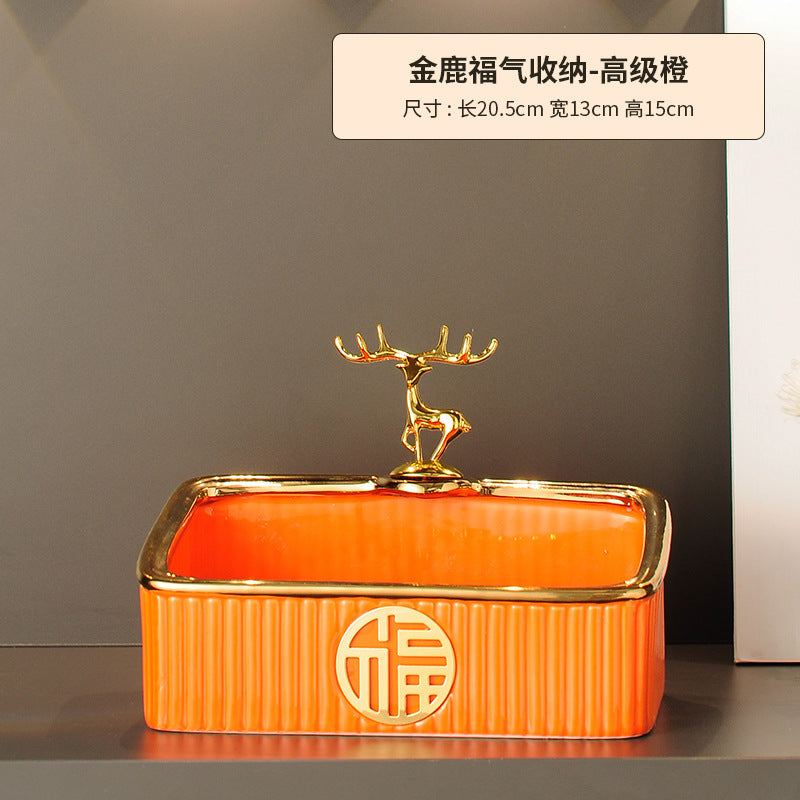 入户玄关门口钥匙收纳摆件现代简约家居装客厅鞋柜装饰品置物福气