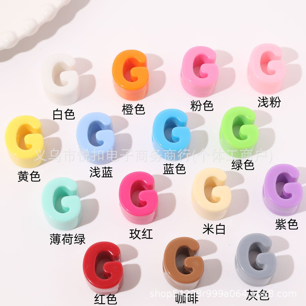 孔6mm亚克力英文字母珠马卡龙多巴胺手工串珠直孔散珠DIY包包挂件