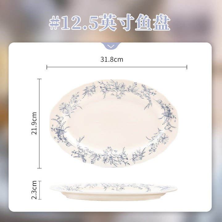 French Vintage Ceramic Bowl & Plate Set Home New Tableware Housewarming Gift Giving Premium Design Bowl &