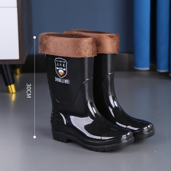 Men's Waterproof Anti-Slip Rain Boots – Thickened Fleece-Lined Work Safety Boots