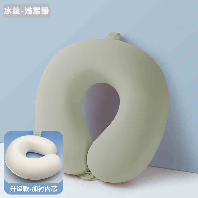 【批发】定制侧睡u型枕出差高铁飞机颈枕冰丝颈椎靠枕枕头可收纳