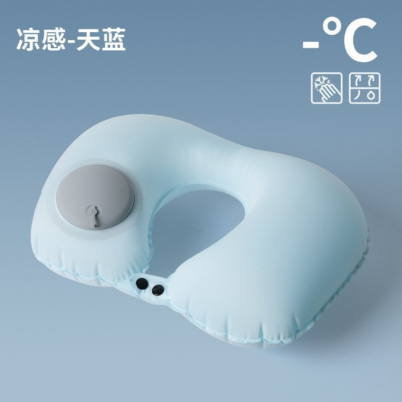 充气u型枕按压充气枕户外旅行u型护颈枕旅游三宝可收纳厂家批发