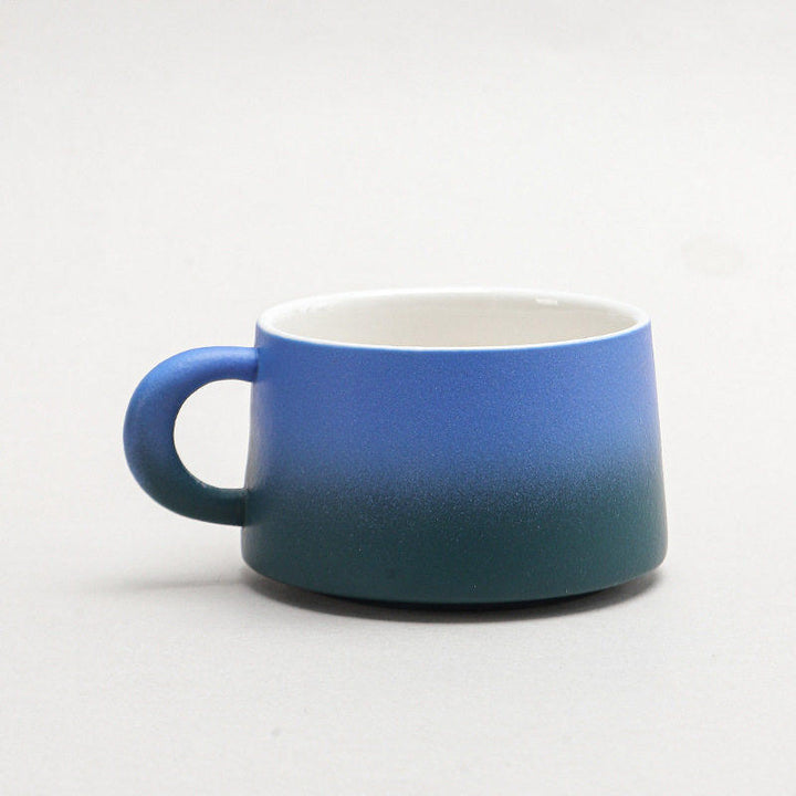 陶瓷咖啡杯碟套装高颜值粗陶渐变马克杯轻奢家用餐厅拉花杯水杯子