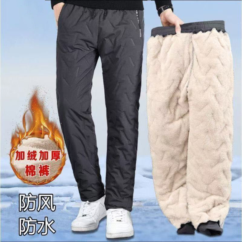 大码秋冬季加绒加厚休闲裤羊羔绒棉裤男士冬天雪地防风保暖长裤男