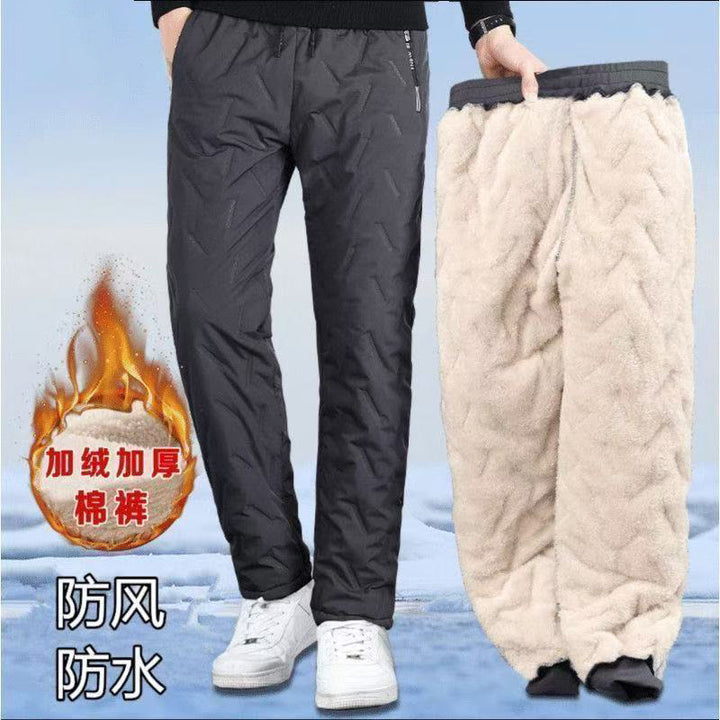 大码秋冬季加绒加厚休闲裤羊羔绒棉裤男士冬天雪地防风保暖长裤男