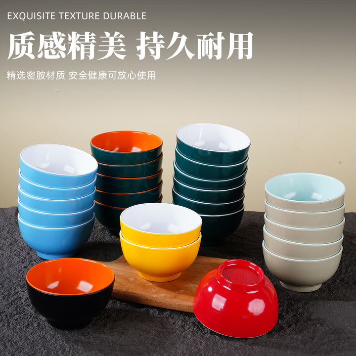 A5密胺小碗双色食堂餐具商用饭店餐饮米饭碗塑料小汤碗火锅蘸料碗
